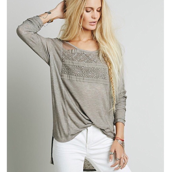 Free People Tops - Free People New Romantics Gigi Tee XS Taupe Gray